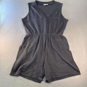 Zenana Romper Sleeveless V-neck Gray ,Pockets Sz 2X Comfy, Preppy,‎ Dress Summer